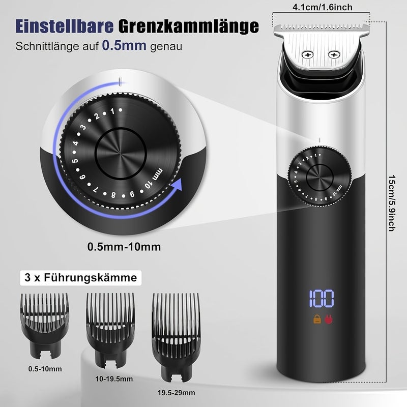 5 In 1 Grooming Kit For Men Professional Hair Clipper And Beard Trimmer Cordless With LCD Display Adjustable For Nose Body Face And Shaving - Image 4
