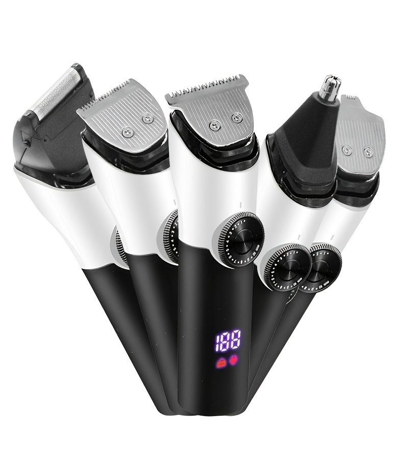 5 In 1 Grooming Kit For Men Professional Hair Clipper And Beard Trimmer Cordless With LCD Display Adjustable For Nose Body Face And Shaving - Image 1