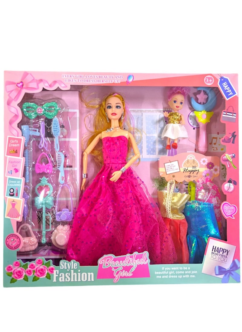 Rally Beautiful Flexible Doll With Fashionable Dresses & Cool Accessories For Girls Ideal Pretend Play Dolls Playset For Toddlers With Extra Dresses  - Image 2