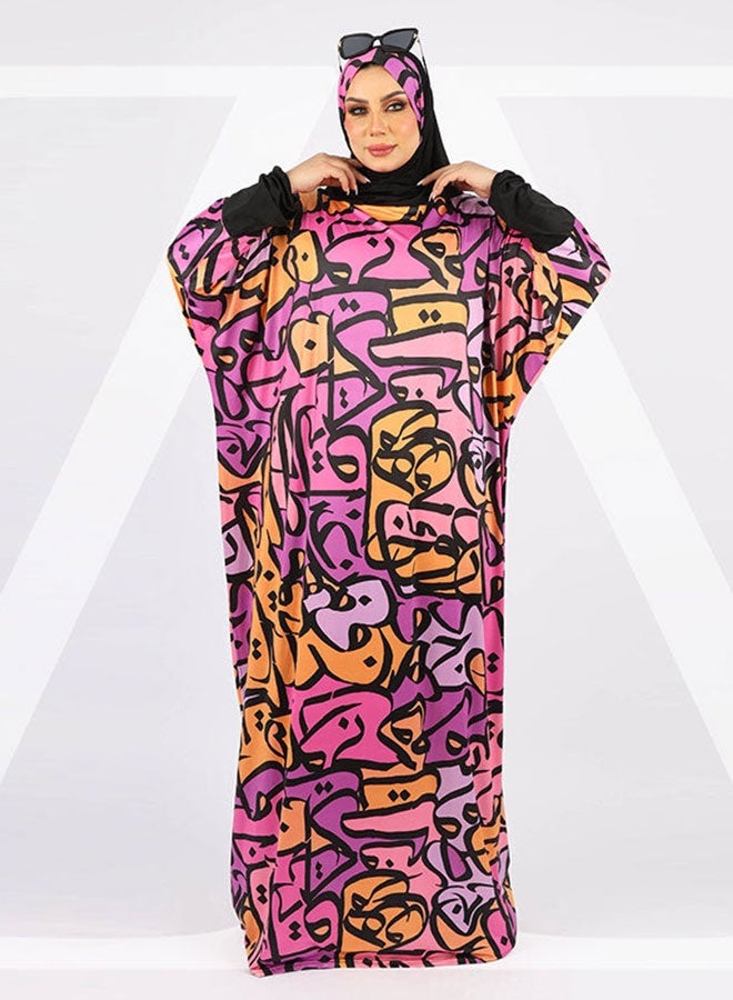زمرد ثوب صلاة چيرسيه كويتي- مطبوع عملي مع غطاء الرأس  - Image 2