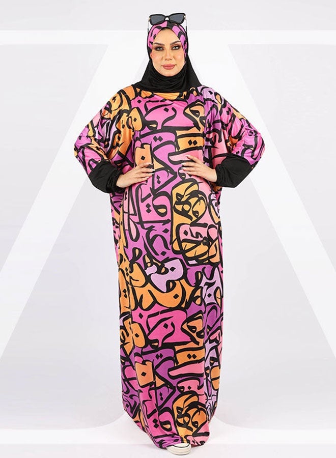 زمرد ثوب صلاة چيرسيه كويتي- مطبوع عملي مع غطاء الرأس  - Image 3