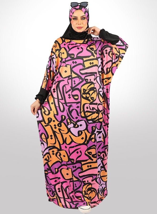 زمرد ثوب صلاة چيرسيه كويتي- مطبوع عملي مع غطاء الرأس  - Image 1