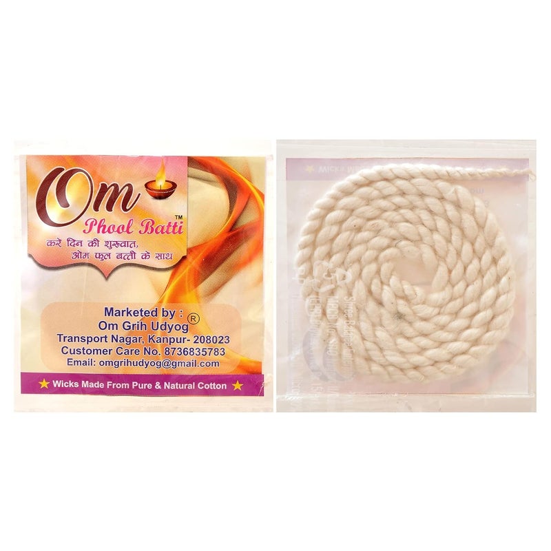 Om Phool Batti Twisted Cotton Long Wicks for Akhand Jyot Diya Batti for Long Lasting PujaAarti Combo of 3 Pack of 18 MultiColor - Image 2