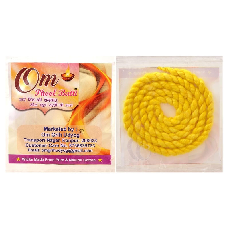 Om Phool Batti Twisted Cotton Long Wicks for Akhand Jyot Diya Batti for Long Lasting PujaAarti Combo of 3 Pack of 18 MultiColor - Image 3