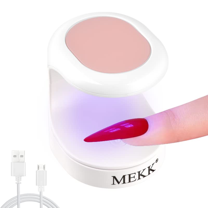 MEKK Mini UV Light for Gel Nails16W Single Finger UV LED Nail LampPortable Small Professional Flash Cure LampCompact Design for Home and Salon Pink