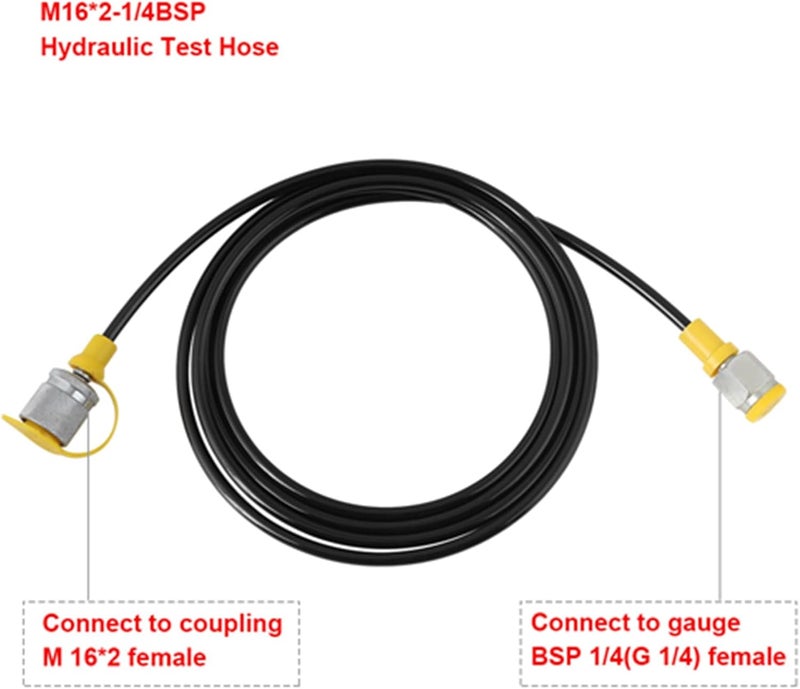 Hydraulic Pressure Test Hose 2.0m/6FT, Hydraulic Test Hose with M16*2-1/4BSP Coupling, High Pressure Resistance Hose for Hydraulic System Testing, Oil Alkali Polyu - Image 5