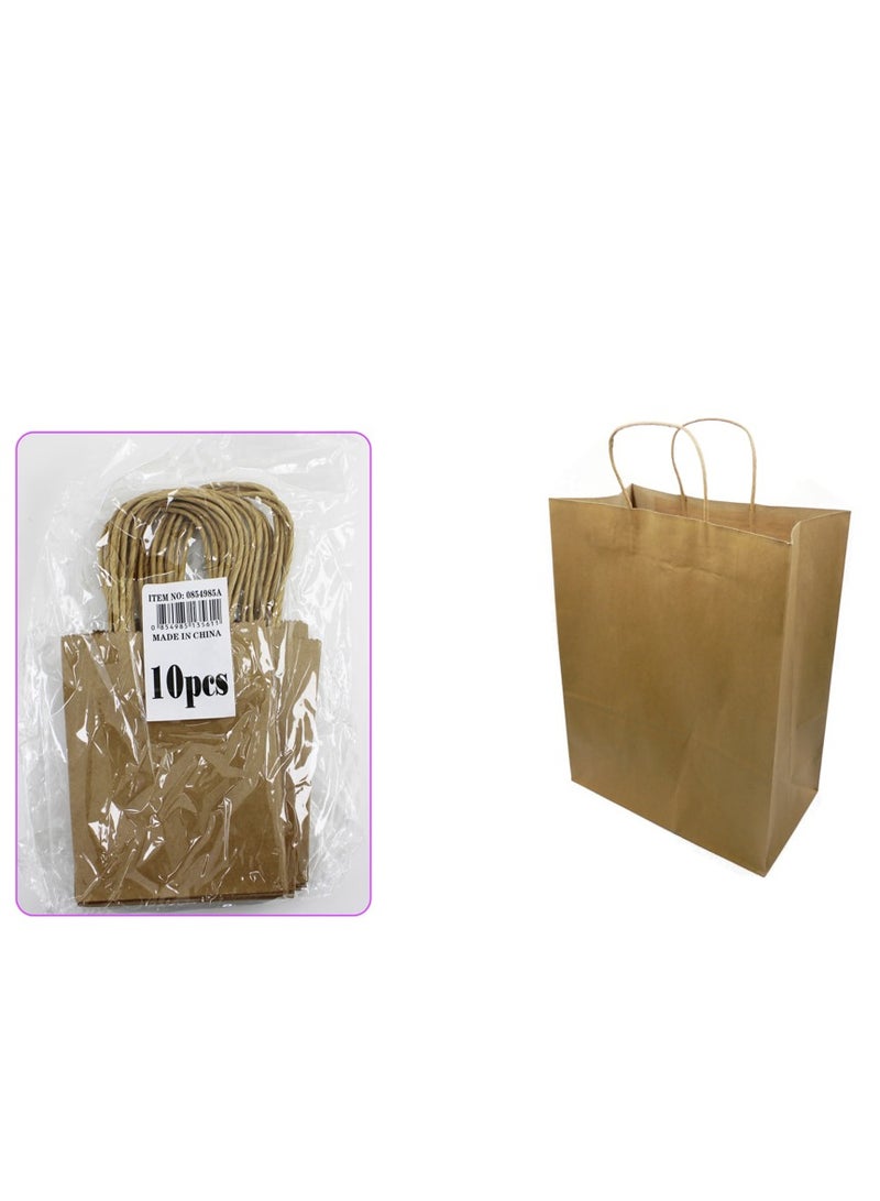 PARTY FUN Paper Gift Bag 10Pcs Pkt 12x6x15Cm Brown Color  - Image 3