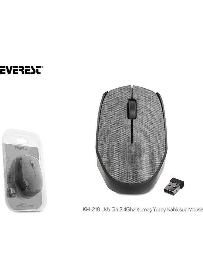 Everest KM-218 USB Gray 2.4Ghz Fabric Surface Wireless Mouse  - Image 4