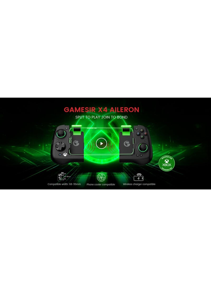 general Professional Gamepad X4 Aileron Xbox Mobile Gaming Controller for Android Compatible Width: 68-95mm/2.68-3.74in, Thickness: 12.5mm/0.49in with Hall Effect Joysticks-Split Design, Dual Trigger, Carrying Case-Play Diablo Immortal, Minecraft, Fortnite, Dead Trigger 2 & More, ABXY Buttons, 2 Mappable Back Buttons, 800mAh Battery - Image 2