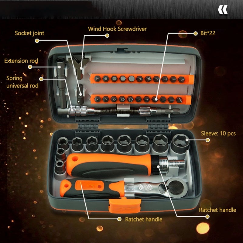 38 in 1 Household Labor Saving Ratchet Screwdriver Bit Set Multipurpose Tool Kit Hardware Tools Combination Wrenches Toolbox Hand Tool Sets - Image 5