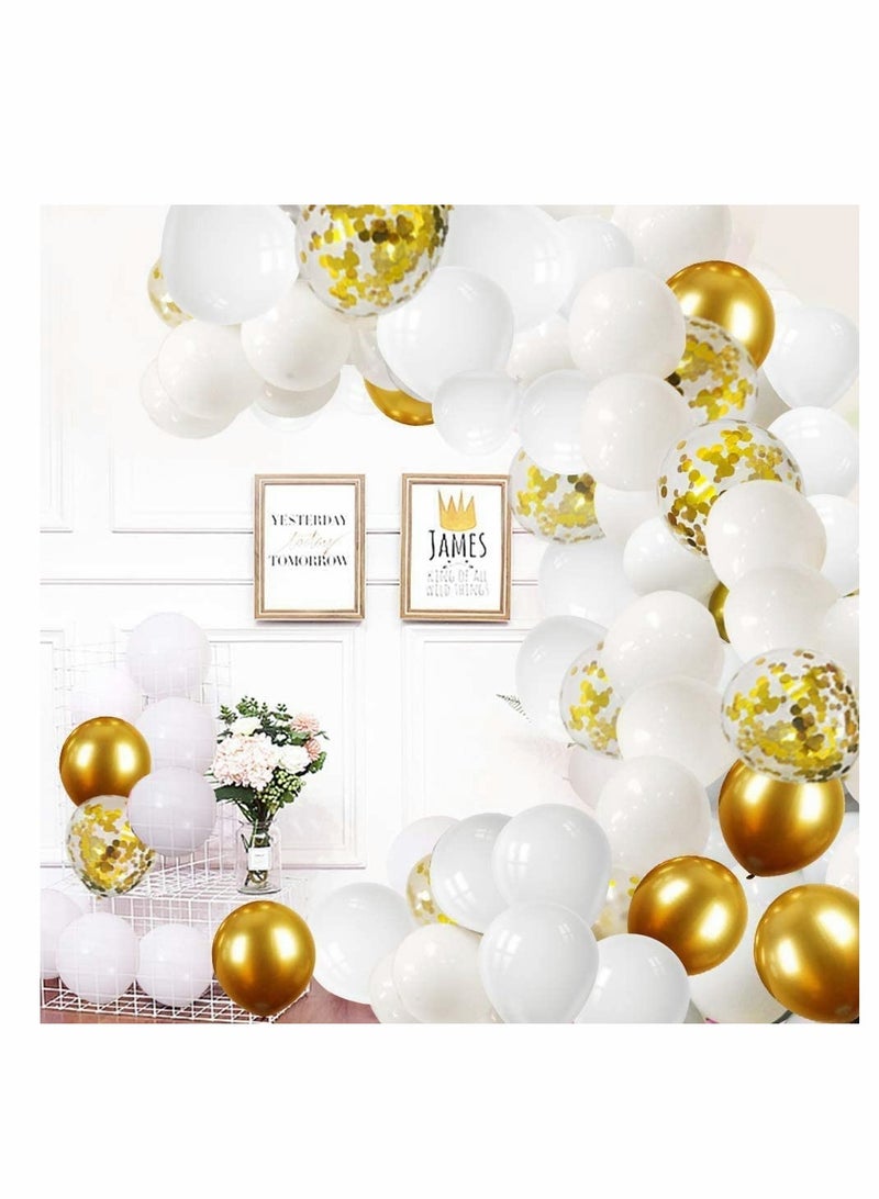 60 Pcs Gold Metallic Balloons Set, Gold Confetti Balloons, Gold White Balloons for Wedding Birthday Graduation Bridal Shower Baby Shower Party Decoration - Image 5