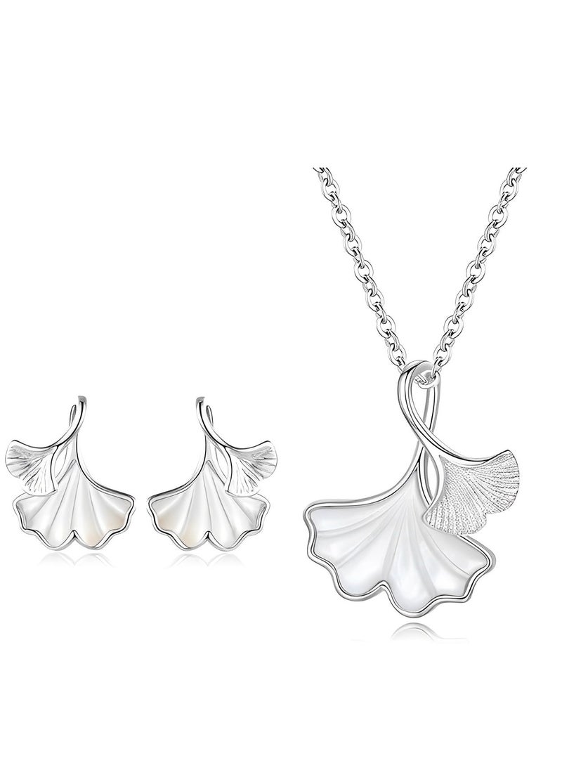 SYNSYB - Small Shell Pearl Stud Earrings Necklace Jewelry Set for Womens Girls Elegant with gift box - Image 1