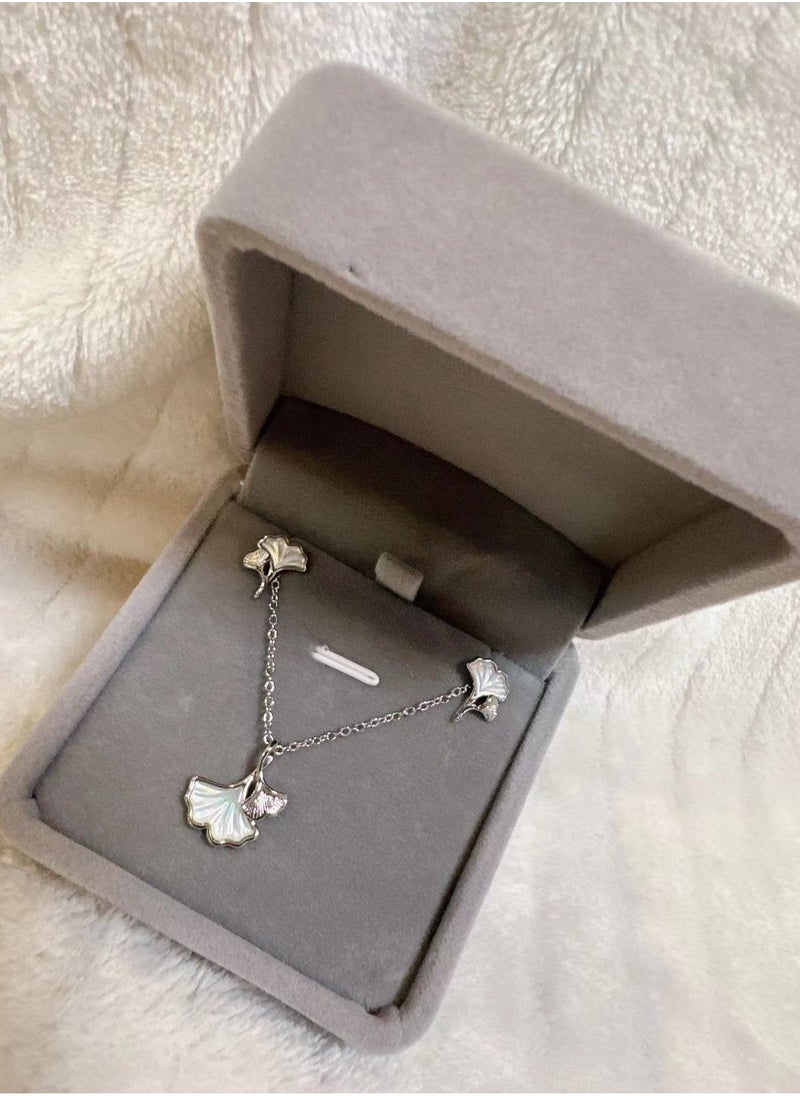 SYNSYB - Small Shell Pearl Stud Earrings Necklace Jewelry Set for Womens Girls Elegant with gift box - Image 1