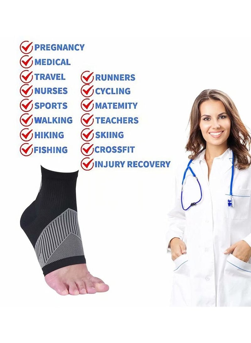 SYOSI Ankle Compression Sleeve for Women Men, 20-30 mmHg Foot Sleeves for Ankle Heel Support Injury Recovery for Sports Achilles, Ankle Protection for Running Cycling Dancing Ankle Sports Socks (Black M)  - Image 4
