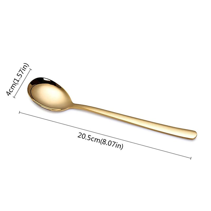 NAIDEV Stainless Steel Long Handle Spoon Korean Spoon Set for Home Kitchen or Restaurant Kitchen Utensil Eating Tableware Cutlery Goldware Dishwasher Safe Tea Spoon Use for HomeRestaurant Set of 4 - Image 2
