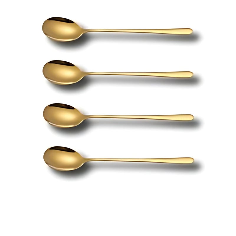 NAIDEV Stainless Steel Long Handle Spoon Korean Spoon Set for Home Kitchen or Restaurant Kitchen Utensil Eating Tableware Cutlery Goldware Dishwasher Safe Tea Spoon Use for HomeRestaurant Set of 4 - Image 1
