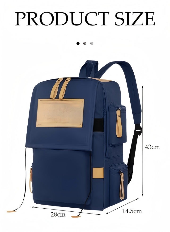 Large Capacity Backpack for Unisex Students，Laptop Backpack, Unisex Casual Bookbags, Lightweight Canvas Backpack, Waterproof Travel Backpacks Computer Bag ，Minimalist Fashionable Lightweight，Blue  - Image 2