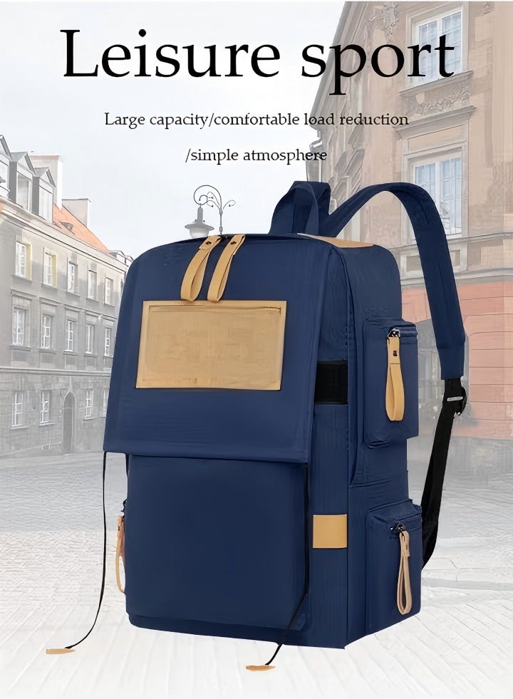 Large Capacity Backpack for Unisex Students，Laptop Backpack, Unisex Casual Bookbags, Lightweight Canvas Backpack, Waterproof Travel Backpacks Computer Bag ，Minimalist Fashionable Lightweight，Blue  - Image 3