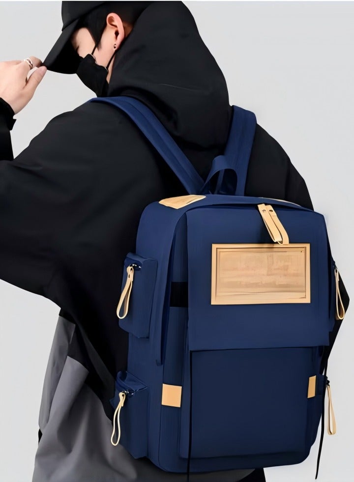 Large Capacity Backpack for Unisex Students，Laptop Backpack, Unisex Casual Bookbags, Lightweight Canvas Backpack, Waterproof Travel Backpacks Computer Bag ，Minimalist Fashionable Lightweight，Blue  - Image 5