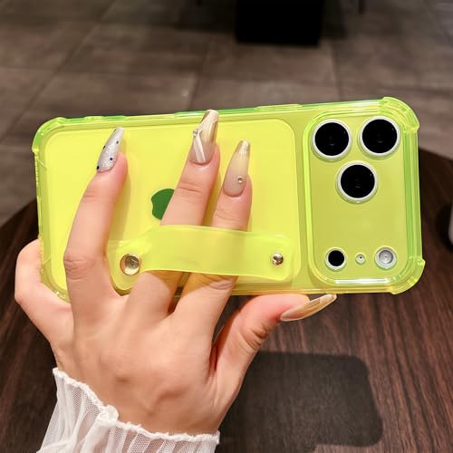 siduater Strap Case for 6.9" iPhone 17 Pro Max with Wristband Kickstand, Clear Soft TPU Protective Shockproof Bumper Rugged Cover, Adjustable Hand Grip Loop for iPhone 17 Pro Max 6.9 Inch, Neon Green - Image 4