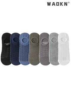 WAOKN 7 Pairs Men's Breathable Mesh Top Non-Slid Socks Cotton Stripe Low Cut Ankle Fresh Ventilation Athletic Running Sports，for Gym Office & Casual Wear Comfortable Soft Socks, Durable and Lightweight  - Image 3