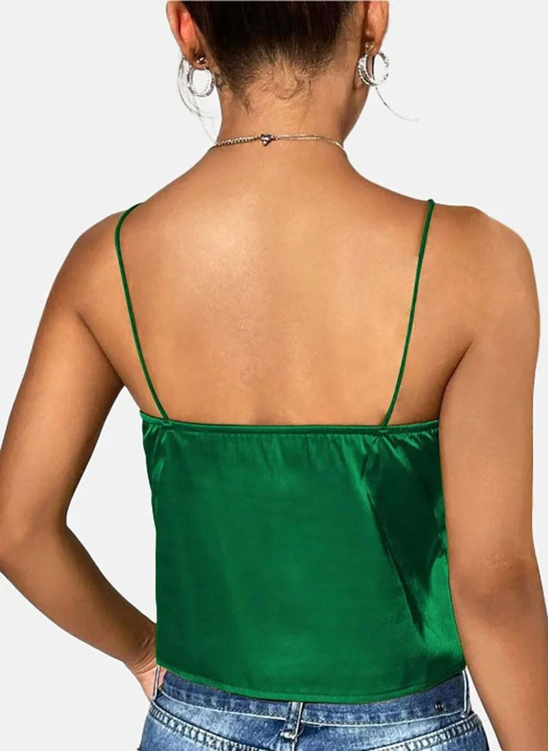 يونيكي Green Solid Relaxed Sleeveless Top