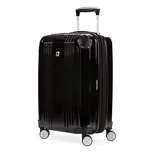 SWISSGEAR حقائب سفر صلبة قابلة للتوسيع SwissGear 7786 مع عجلات دوارة، سوداء، حقيبة يد 20 بوصة - Image 1