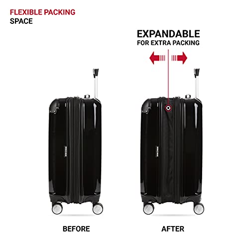 SWISSGEAR حقائب سفر صلبة قابلة للتوسيع SwissGear 7786 مع عجلات دوارة، سوداء، حقيبة يد 20 بوصة - Image 5