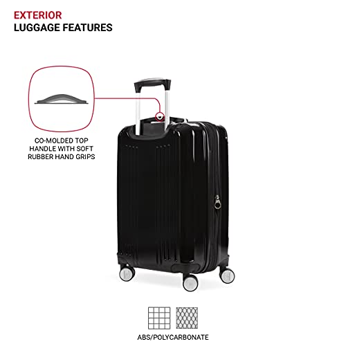 SWISSGEAR حقائب سفر صلبة قابلة للتوسيع SwissGear 7786 مع عجلات دوارة، سوداء، حقيبة يد 20 بوصة - Image 3