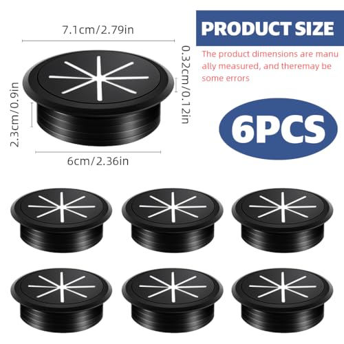 Serplex® 6Pcs Desk Cable Grommets 2.36 inches Circular Cable Grommets Multi Cable Management Organizer Office Decorative Desk Grommets for Power Cords - Image 2