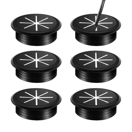 Serplex® 6Pcs Desk Cable Grommets 2.36 inches Circular Cable Grommets Multi Cable Management Organizer Office Decorative Desk Grommets for Power Cords - Image 1