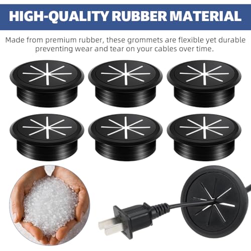 Serplex® 6Pcs Desk Cable Grommets 2.36 inches Circular Cable Grommets Multi Cable Management Organizer Office Decorative Desk Grommets for Power Cords - Image 5