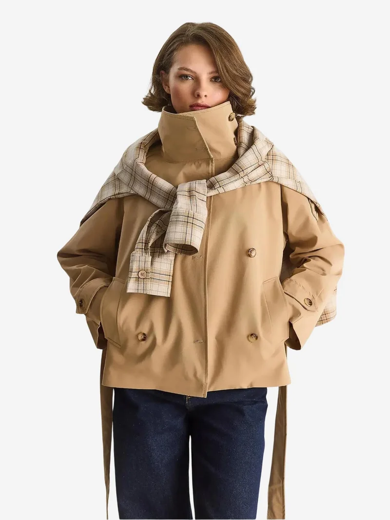 Bianco Lucci LUCCI Oversize Buttoned Trench Coat