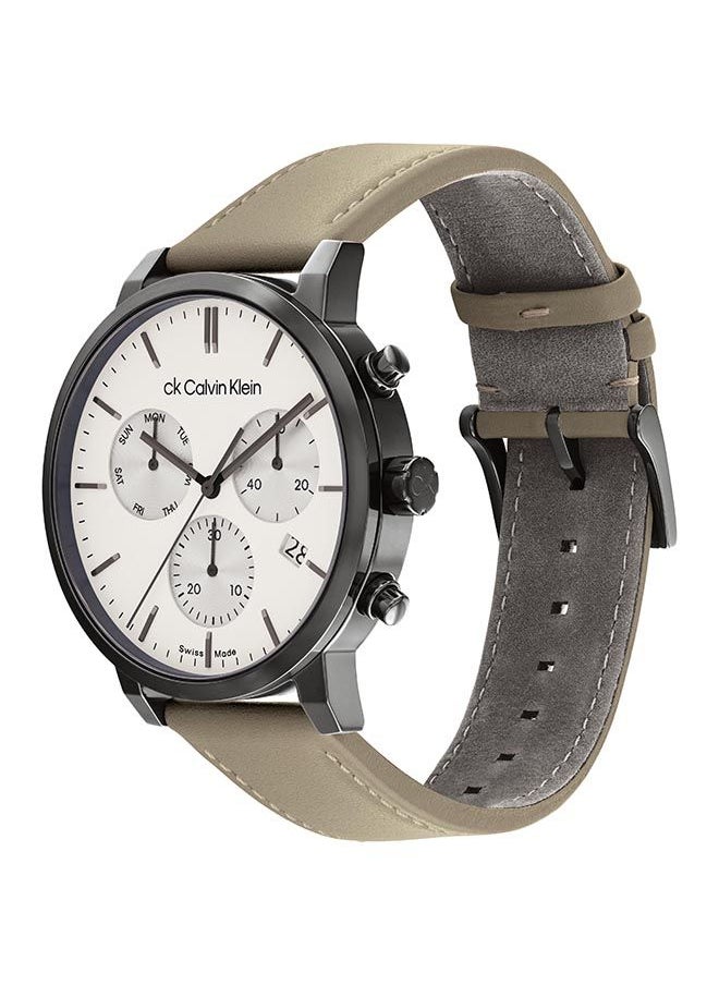 CALVIN KLEIN - ساعة يد جلدية دائرية أنالوج بعقارب للرجال 25000030 - 42 ملم - Image 1
