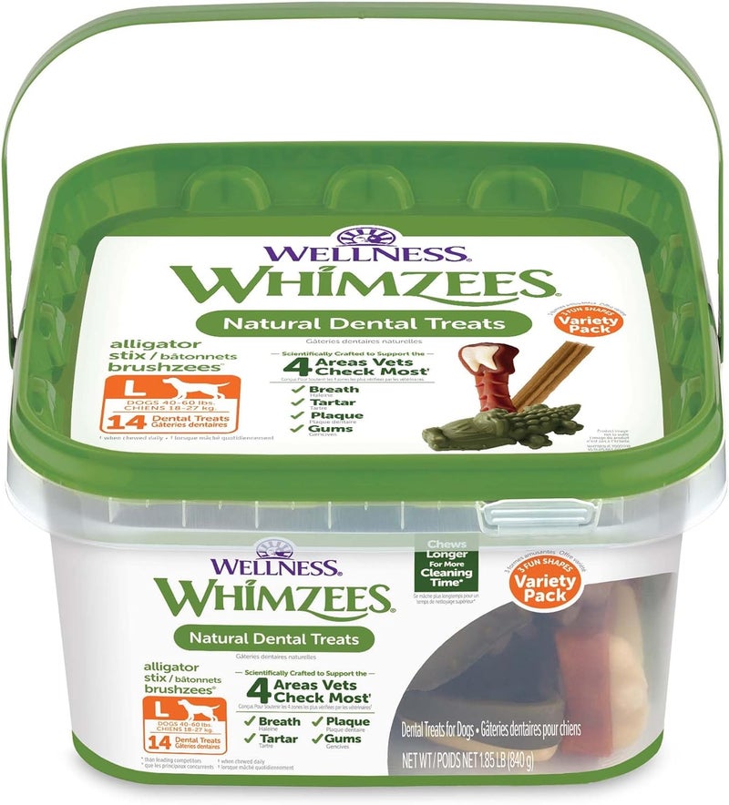 WHIMZEES Natural Grain Free Daily Dental Long Lasting Dog Treats, Variety Box, Large, 14 Count - Image 1