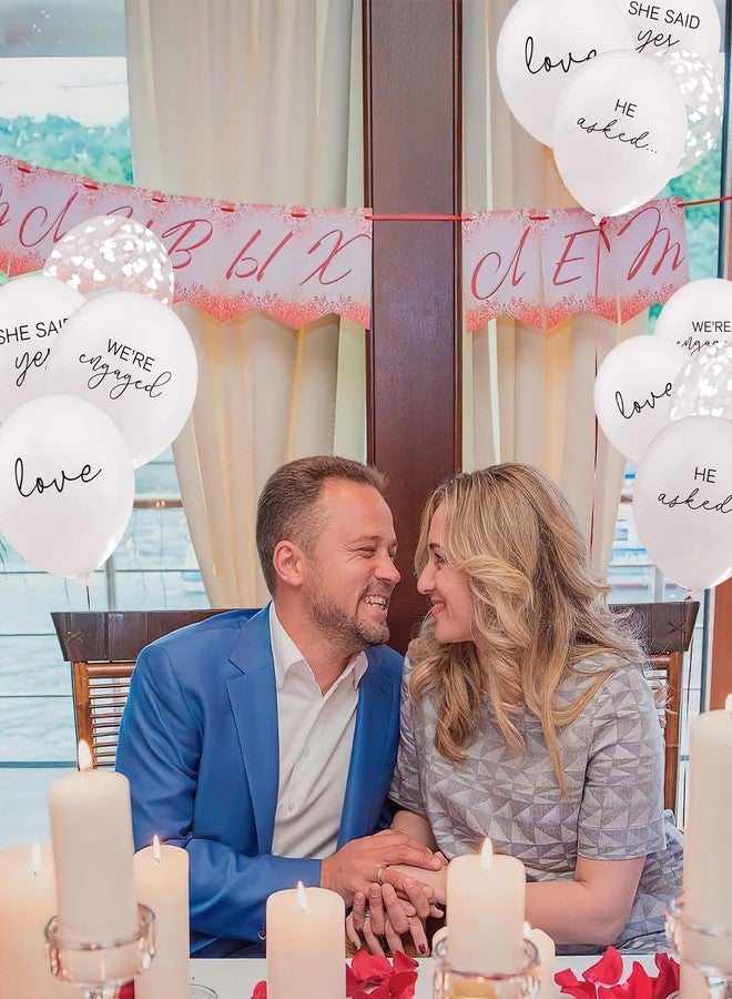 ANTING Engagement Party Balloons HE ASKED,SHE SAID YES! WE'RE ENGAGED Balloons Love Shape Paper Scraps Balloons for Engagement Hen Bachelorette Wedding Party Decoration (36) - Image 4