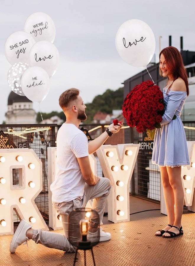 ANTING Engagement Party Balloons HE ASKED,SHE SAID YES! WE'RE ENGAGED Balloons Love Shape Paper Scraps Balloons for Engagement Hen Bachelorette Wedding Party Decoration (36) - Image 5