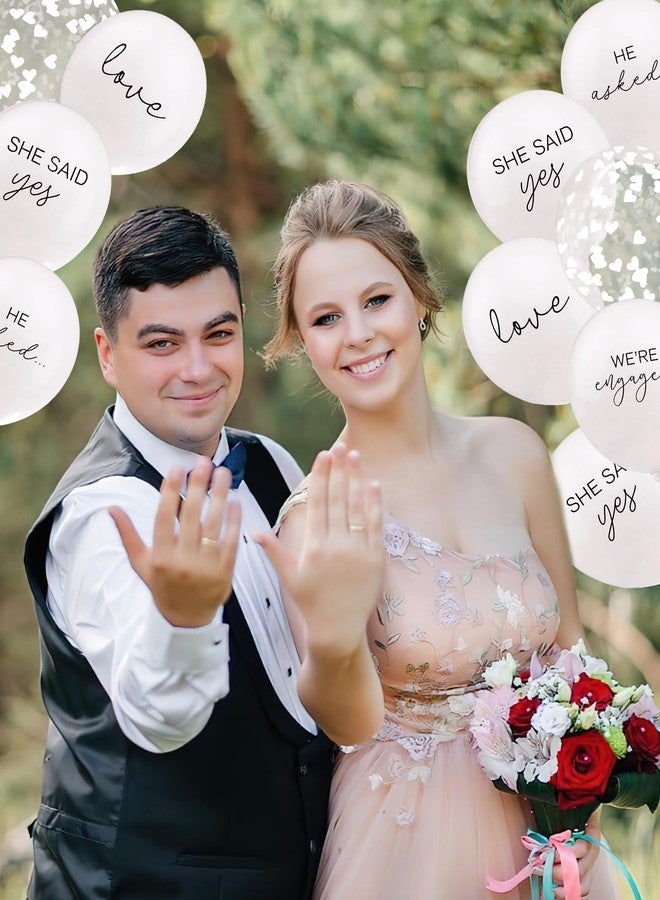 ANTING Engagement Party Balloons HE ASKED,SHE SAID YES! WE'RE ENGAGED Balloons Love Shape Paper Scraps Balloons for Engagement Hen Bachelorette Wedding Party Decoration (36) - Image 2