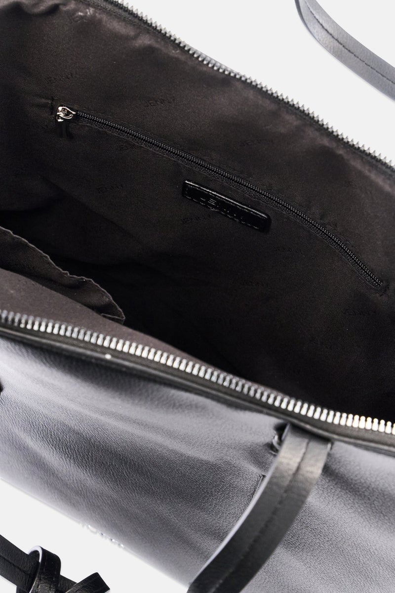 Jenny Women 2 Pieces Brand Logo Tote Bag And Pouch Bag, Black - Image 4