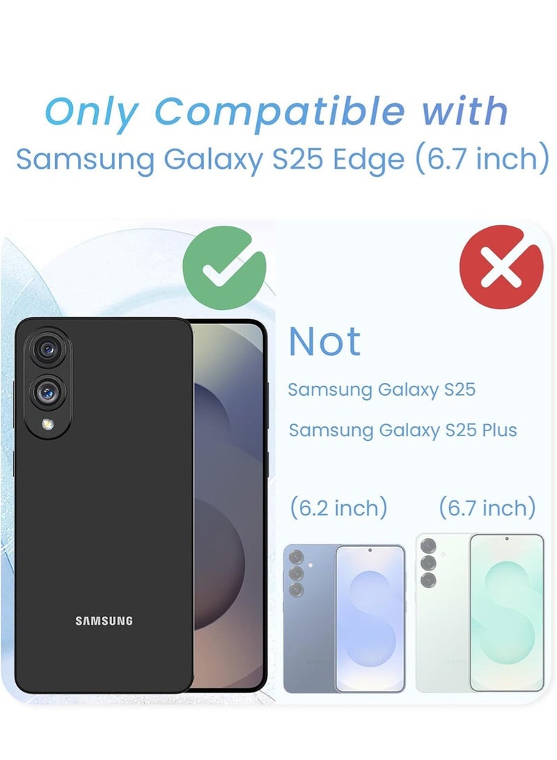 WRISTWISE غطاء حافظة لهاتف Samsung Galaxy S25 Edge مع 2 واقي شاشة زجاجي: جراب فاخر مطلي بالذهب على شكل قلب الحب، جراب ناعم من مادة TPU مقاوم للصدمات لحماية الكاميرا بالكامل لهاتف S25 Edge (أزرق) - Image 2