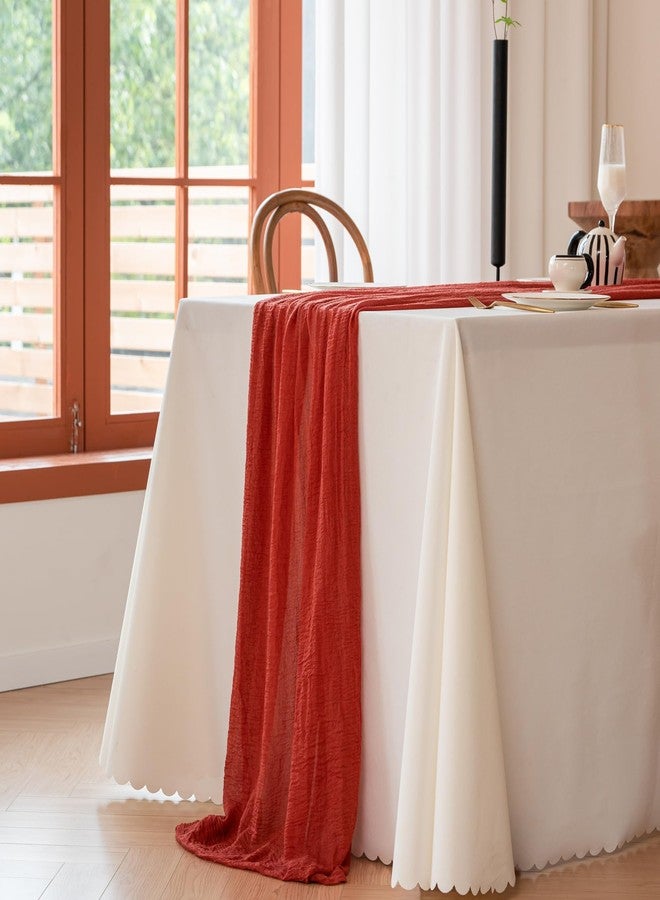 Jelyne Cheesecloth Table Runner 35x120 Inches Boho Gauze Sheer Fabric Table Runner 10ft Cheese Cloth Table Centerpieces Decorations for Party Classy Bridal Shower Weddings Graduation Decorations(Terracotta) - Image 5