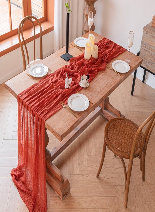 Jelyne Cheesecloth Table Runner 35x120 Inches Boho Gauze Sheer Fabric Table Runner 10ft Cheese Cloth Table Centerpieces Decorations for Party Classy Bridal Shower Weddings Graduation Decorations(Terracotta) - Image 4