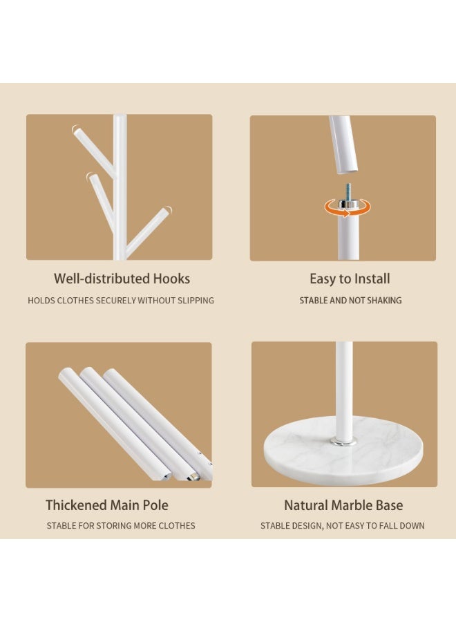 Arabest Coat Rack Stand with Natural Marble Base, Metal Coat Rack Freestanding, Modern Coat Racks, Heavy Duty Standing Coat Tree Hanger for Jacket, Bag, Entryway, Office - Image 3