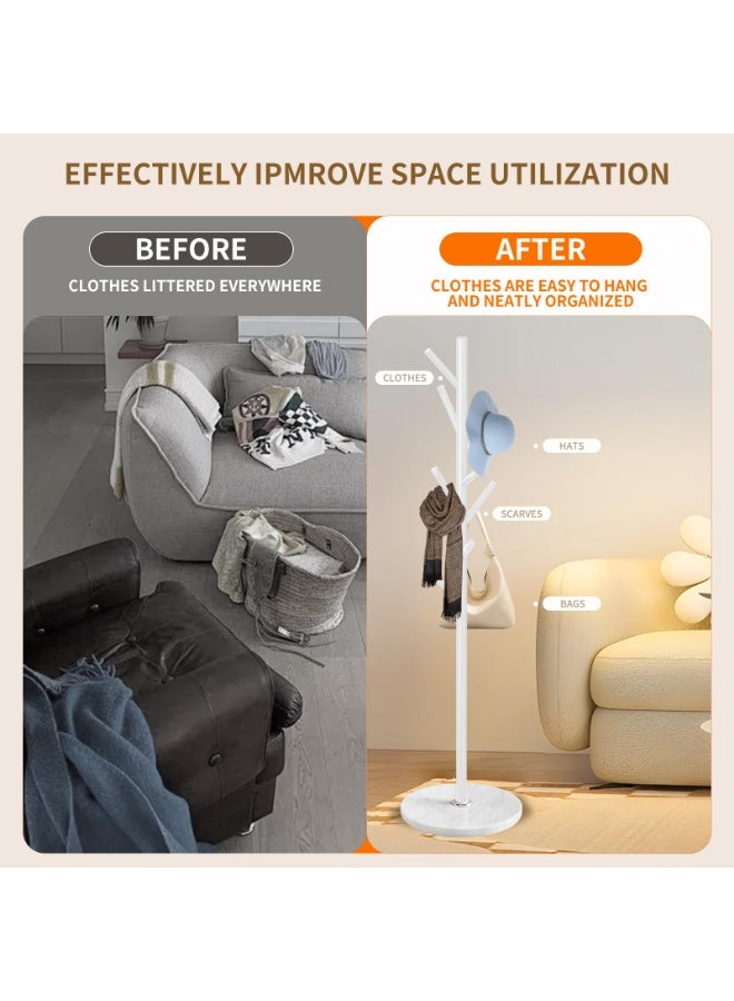 Arabest Coat Rack Stand with Natural Marble Base, Metal Coat Rack Freestanding, Modern Coat Racks, Heavy Duty Standing Coat Tree Hanger for Jacket, Bag, Entryway, Office - Image 5