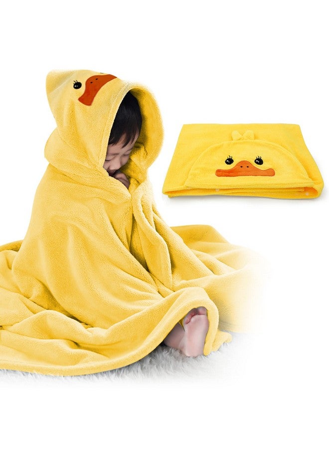 ROMASA منشفة استحمام الأطفال رومسا فائقة النعومة مع غطاء رأس، منشفة حمام عالية الامتصاص، بطانية للأطفال، هدايا للاستحمام للأولاد والبنات - 27.5" x 55" (أصفر) - Image 1