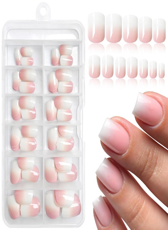 Lifextol 120PC Ombre Square Press on Nails Short Fake Nails Press ons Glue on Nails with Glue&Adhesive Tab, 12 Sizes Acrylic Nails Press on Nails Square False Nail Tips Stick on Artificial Fingernails - Image 1