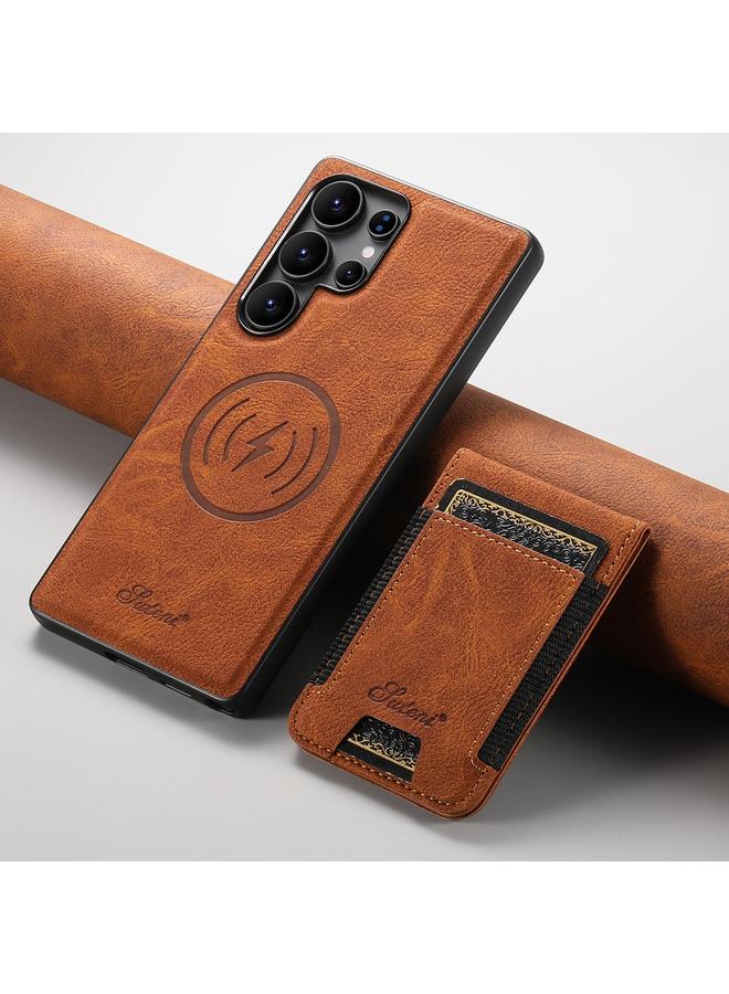 Suteni Case For Samsung Galaxy S25 Ultra 5G H17 Litchi Texture Leather MagSafe Detachable Wallet Phone Case - Image 2