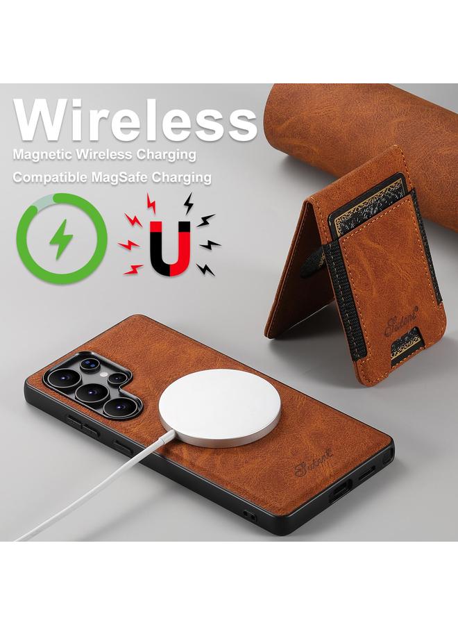 Suteni Case For Samsung Galaxy S25 Ultra 5G H17 Litchi Texture Leather MagSafe Detachable Wallet Phone Case - Image 4