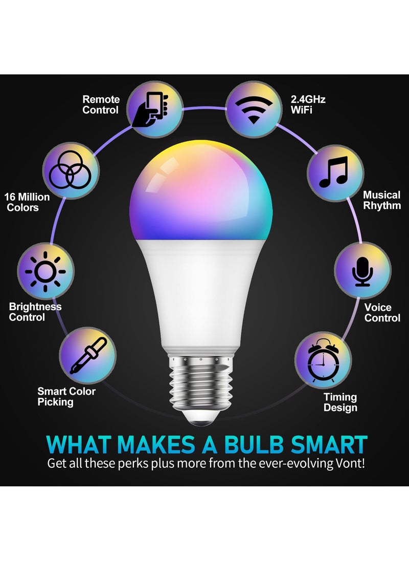 SKY-TOUCH - 2pcs Smart Light Bulb, Multi Color Changing Dimmable Smart Wifi And Bluetooth Compatible With Alexa And Google Home Assistant - Image 1