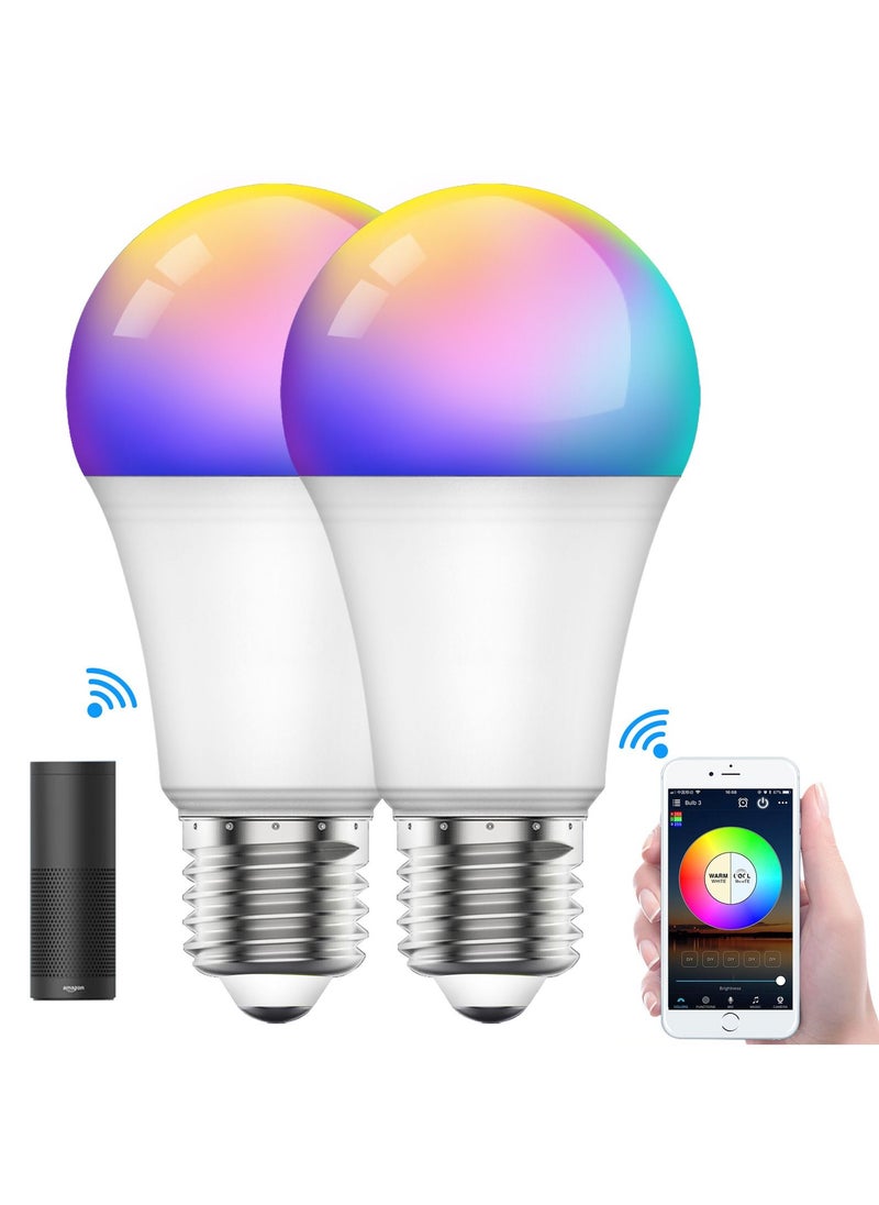 SKY-TOUCH - 2pcs Smart Light Bulb, Multi Color Changing Dimmable Smart Wifi And Bluetooth Compatible With Alexa And Google Home Assistant - Image 1